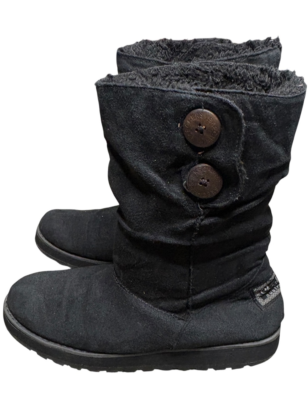 Skechers Australia Black Slouch Winter Boots Button Detail size 9
